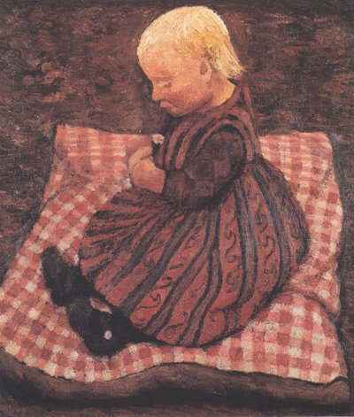 Child on Red Checkered Cushion by Paula Modersohn Becker